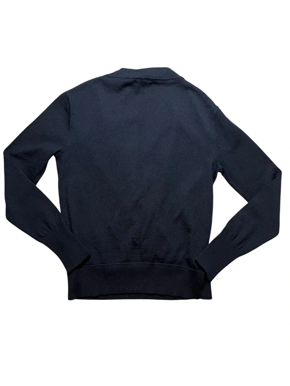J.Crew Black Merino Wool Faux Wrap Sweater XS Long Sleeve V-Neck Lightweight